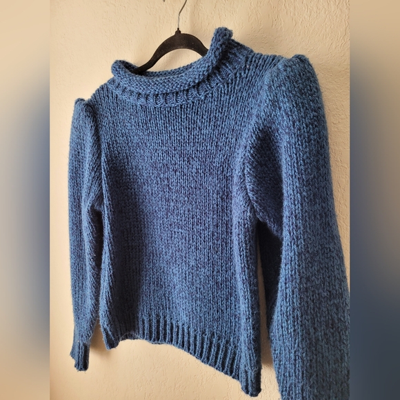 Vintage Puffed Shoulder blue and black cute sweater - Picture 1 of 7